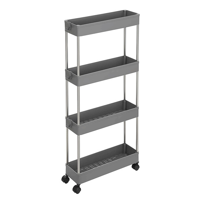 Pojízdný úložný vozík, plast, šedá, APV-E1008 GREY