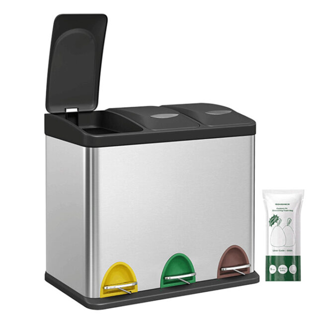 Kôš na triedený odpad, plast, strieborná, AUK-E1124 CR