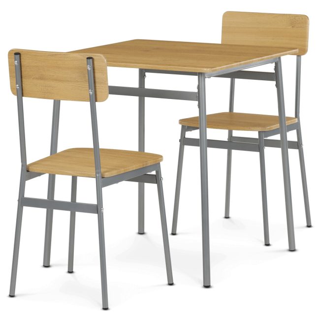 Jedálenský set s 2 stoličkami, 70x70x76cm, mdf, dub, AUT-O2122 OAK