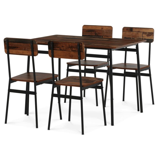 Jedálenský set so 4 stoličkami, 110x70x76cm, mdf, old wood, AUT-O2155 OLW2